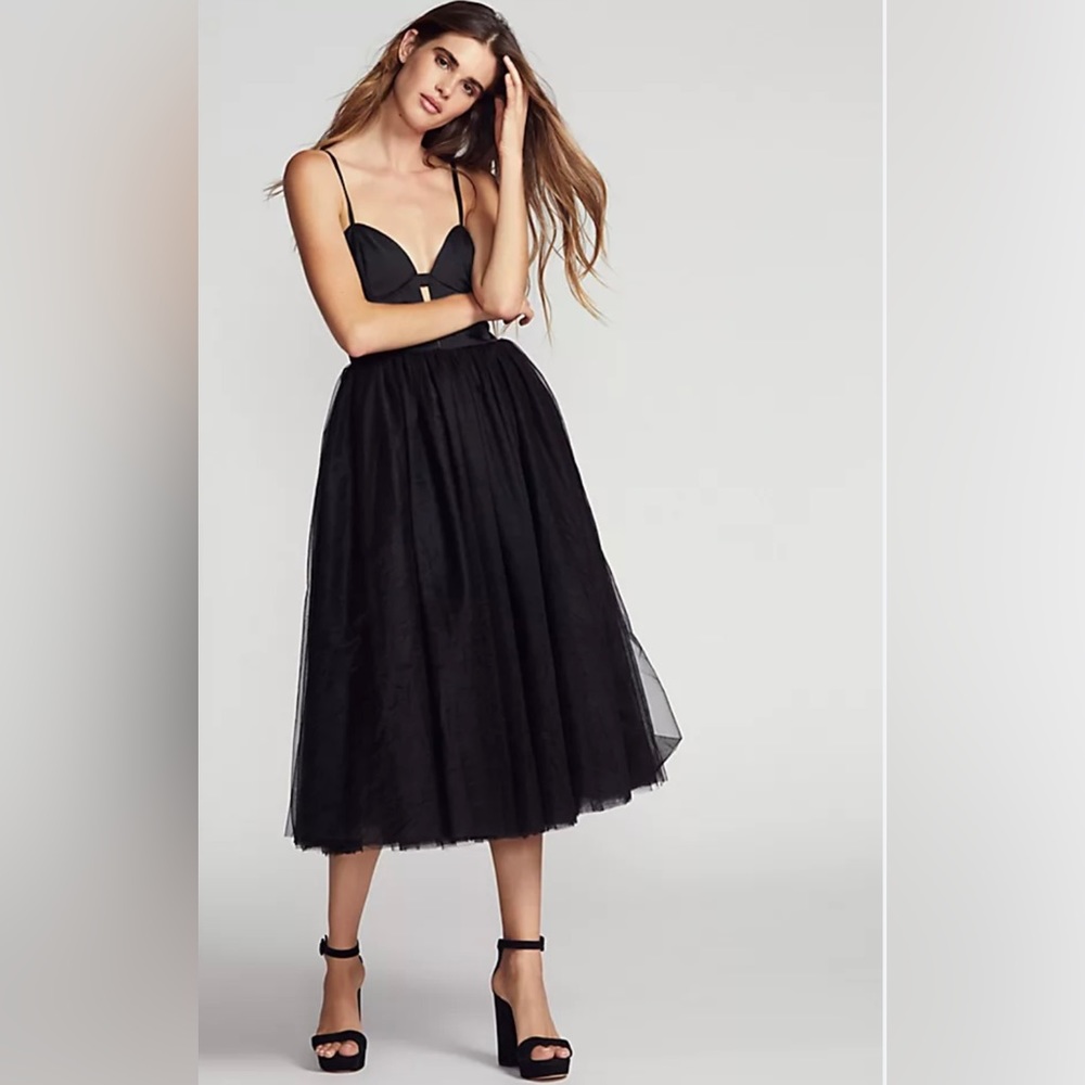 Free People X Fame and Partners Black Tulle Midi dress